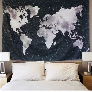 World Map Moon & Stars Tapestry (48 in. x 58 in)